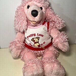 Vintage Retired Build A Bear Pink Poodle 20" Curly Hair Puppy Love With Shirt